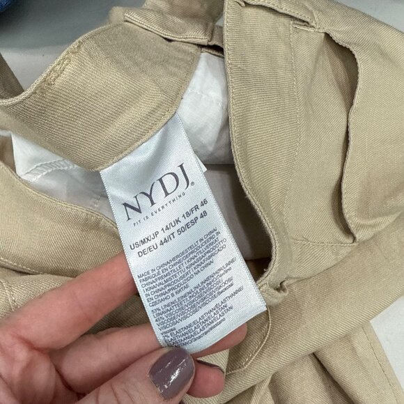 NYDJ Stretch Linen Khaki Trouser Pants MAKB2219 Womens size 14 - Picture 4 of 10